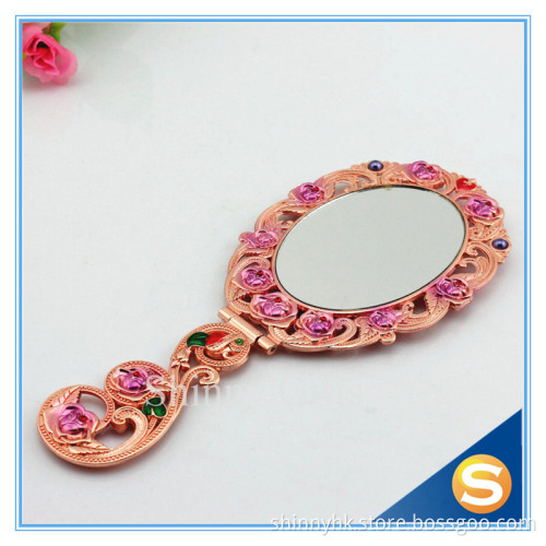 Heart Shape Folding handle quality square makeup mirror small table mirror handheld mirror wedding gift